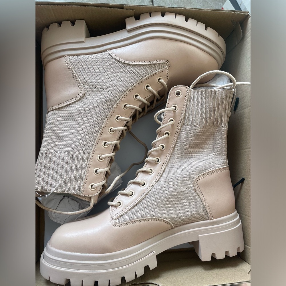 Aldo cream/tan combat boots. NWT